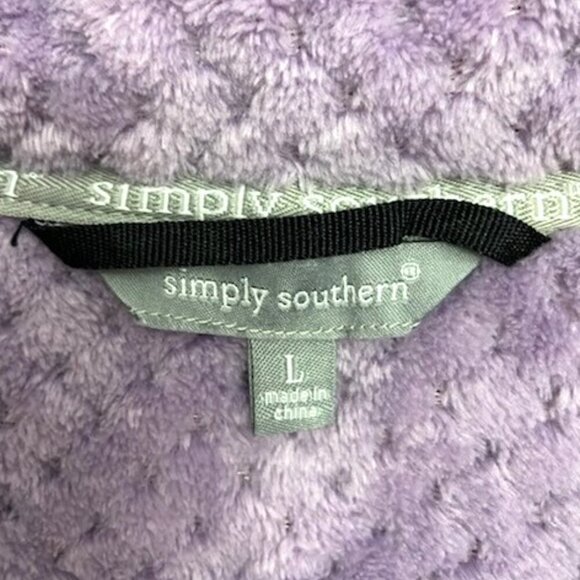 Simply Southern T Snap Fleece Pullover Jacket Women's L Purple Lavender Pockets - Picture 4 of 6